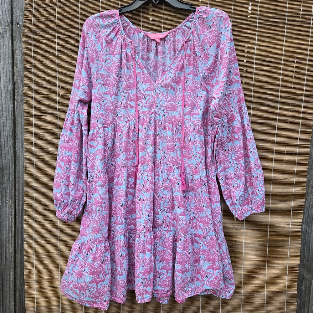 Let's Flamingle Dress By Simply Southern Cotton Small - Picture 2 of 10